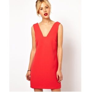 ASOS Deep Plunge Shift Dress Red / US 4 NWOT